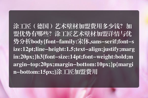 涂工匠（德国）艺术壁材加盟费用多少钱？加盟优势有哪些？