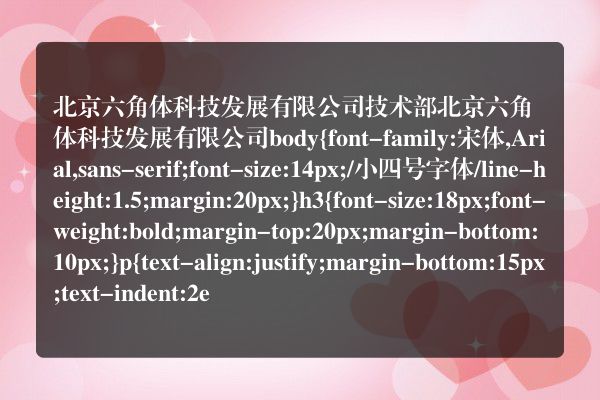 北京六角体科技发展有限公司技术部